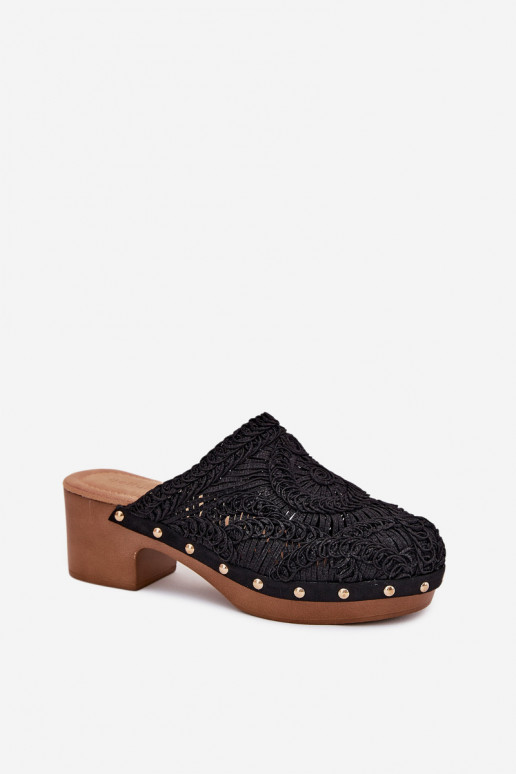 SzydełkoAe Pantofole da donna con i tacchi colore nero Senevia