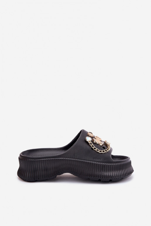 Pantofole leggere Pantofole da donna Ze colore doratomi Przypinkami colore nero Hortiana