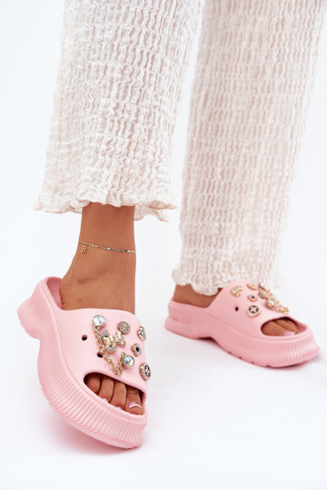 Pantofole leggere Pantofole da donna Ze colore doratomi Przypinkami colore rosa Hortiana