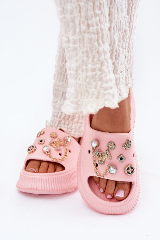 Pantofole leggere Pantofole da donna Ze colore doratomi Przypinkami colore rosa Hortiana