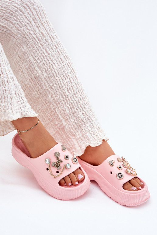 Pantofole leggere Pantofole da donna Ze colore doratomi Przypinkami colore rosa Hortiana