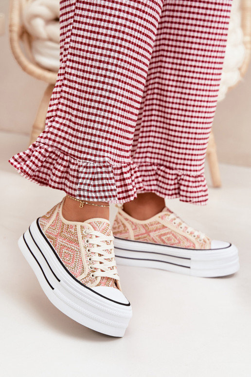 Basso Scarpe per il tempo libero con una piattaforma colore rosa Melina