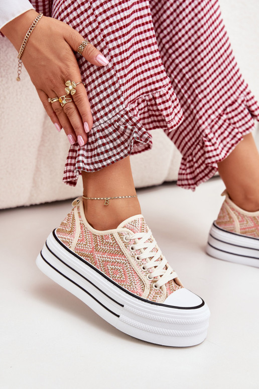 Basso Scarpe per il tempo libero con una piattaforma colore rosa Melina