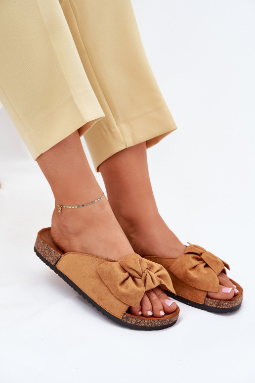 Pantofole da donna Su suola in sughero Kokardką colore marrone Seressa