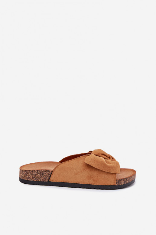 Pantofole da donna Su suola in sughero Kokardką colore marrone Seressa