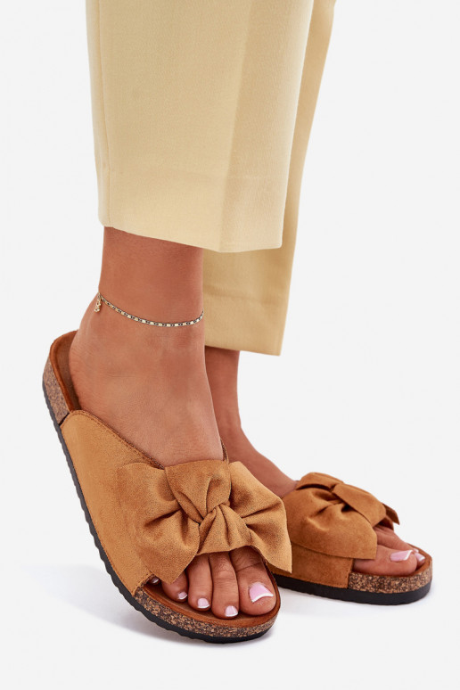 Pantofole da donna Su suola in sughero Kokardką colore marrone Seressa