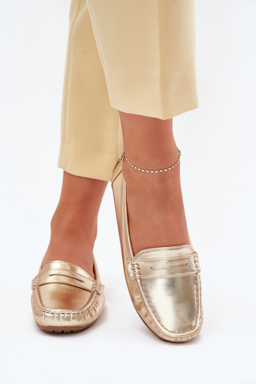 Femminile Eko Pelle Mocassini colore dorato Lenvie