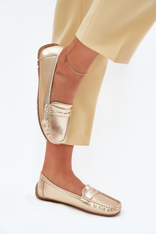 Femminile Eko Pelle Mocassini colore dorato Lenvie