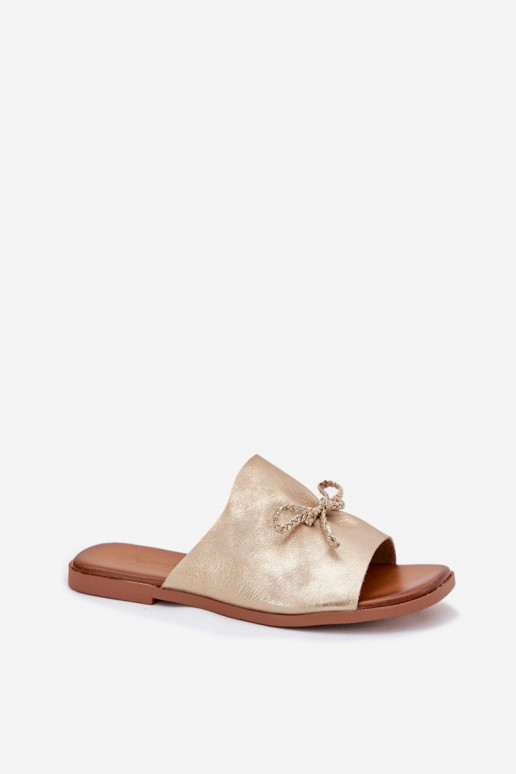 Pantofole da donna con tacchi larghi Con decorazioni INiązaniem colore dorato Norela