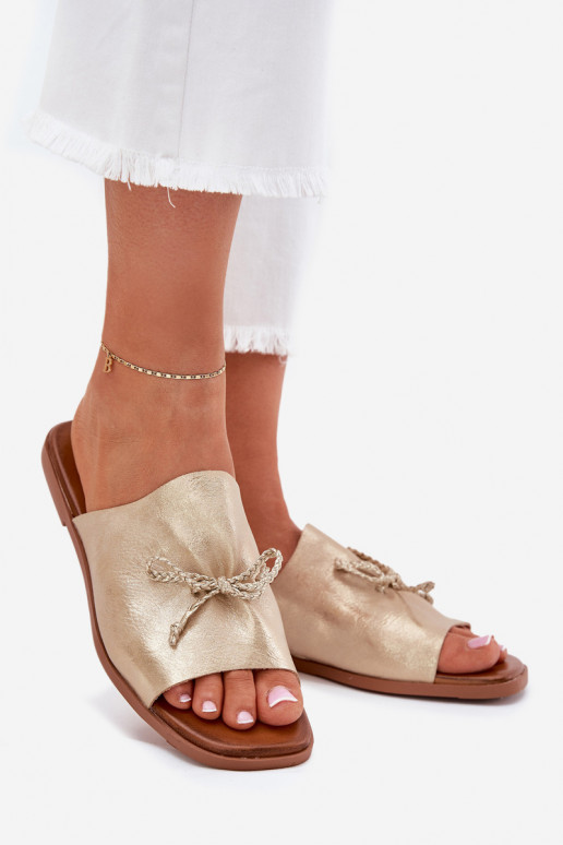 Pantofole da donna con tacchi larghi Con decorazioni INiązaniem colore dorato Norela