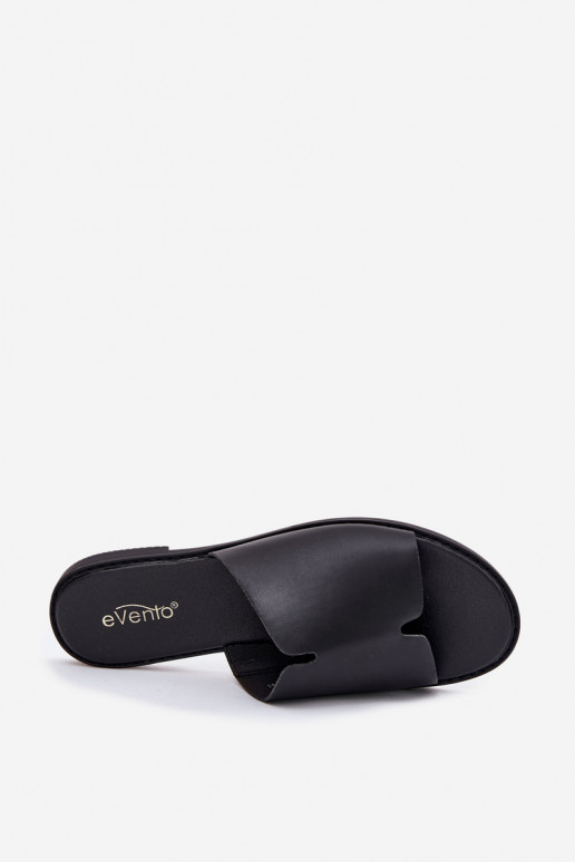 Pantofole da donna in ecopelle con tacchi larghi colore nero Kalimira