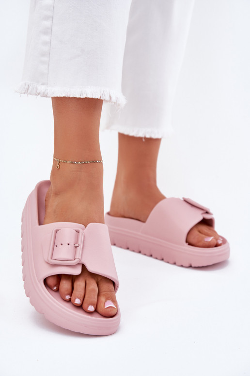 Pantofole da donna Pantofole leggere con una piattaforma con fibbie colore rosa Viasara Pantofole da donna Pantofole leggere con una piattaforma con fibbie colore rosa Viasara