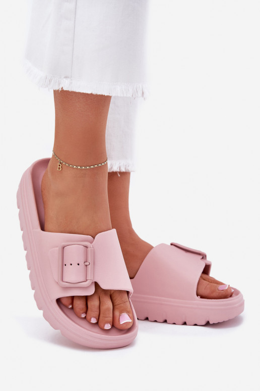 Pantofole da donna Pantofole leggere con una piattaforma con fibbie colore rosa Viasara Pantofole da donna Pantofole leggere con una piattaforma con fibbie colore rosa Viasara