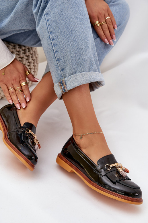 Mocassini neri in pelle eleganti con...