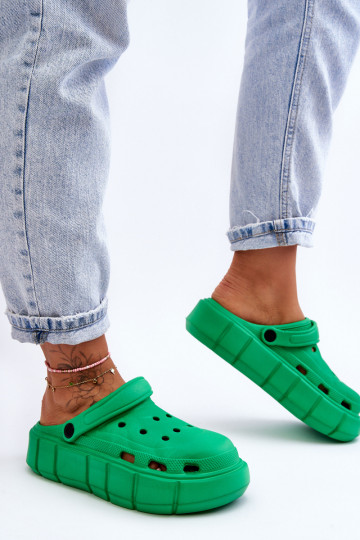 Infradito tipo Crocs con plateau rialzato colore verde Beckett