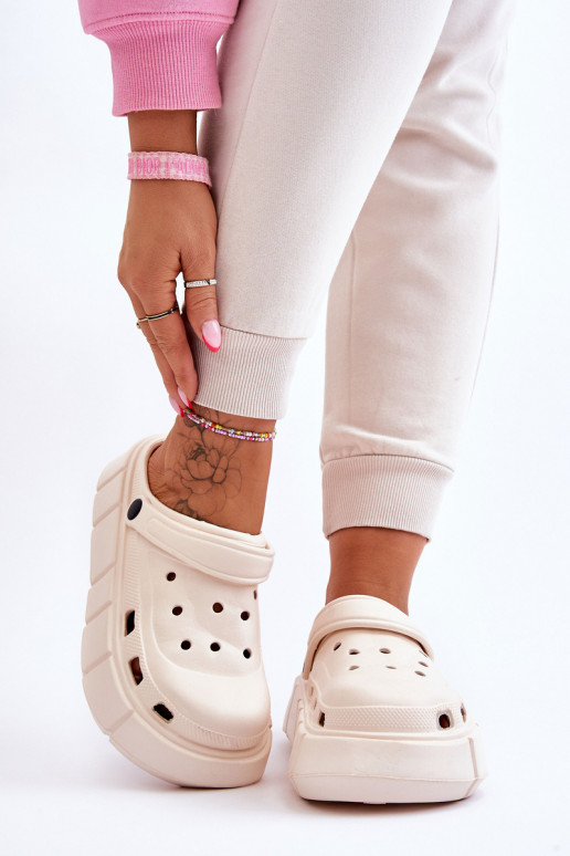 Infradito tipo Crocs con plateau rialzato beige Beckett