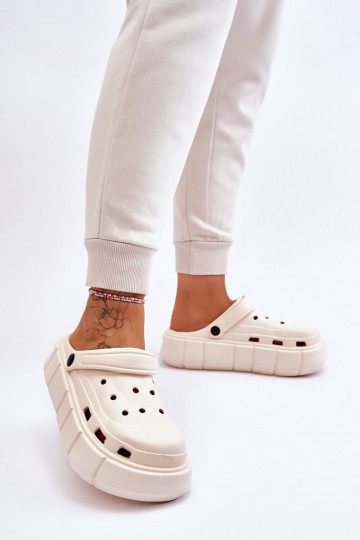 Infradito tipo Crocs con plateau rialzato beige Beckett 2