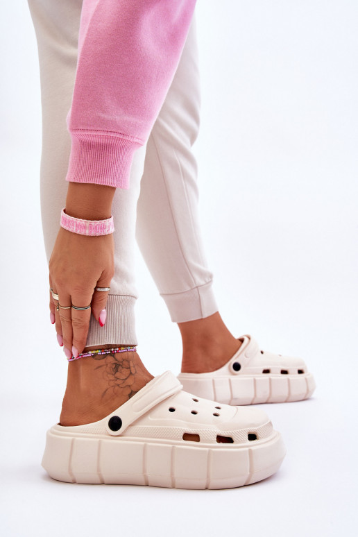 Infradito tipo Crocs con plateau rialzato beige Beckett