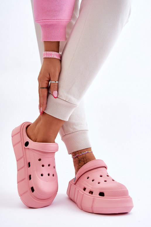 Infradito tipo Crocs con plateau rialzato colore rosa Beckett