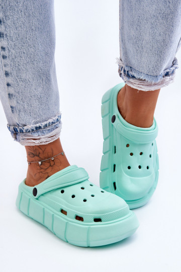 Infradito tipo Crocs con plateau rialzato colore menta Beckett 2