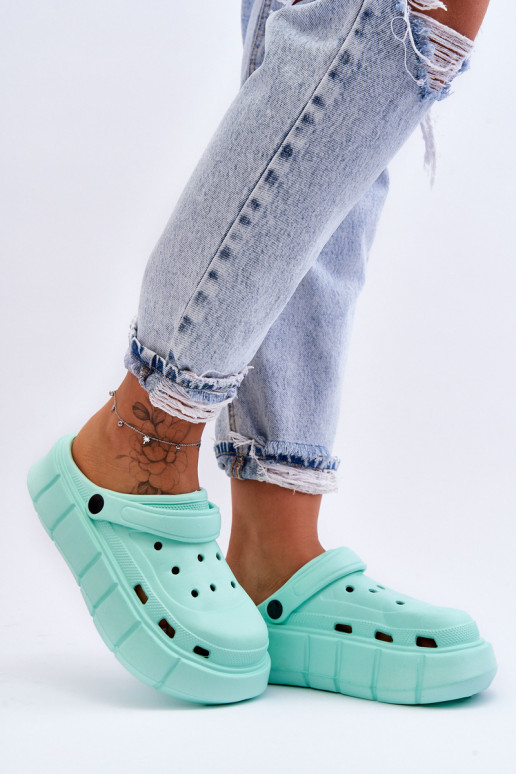 Infradito tipo Crocs con plateau rialzato colore menta Beckett