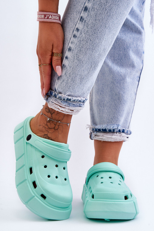 Infradito tipo Crocs con plateau rialzato colore menta Beckett