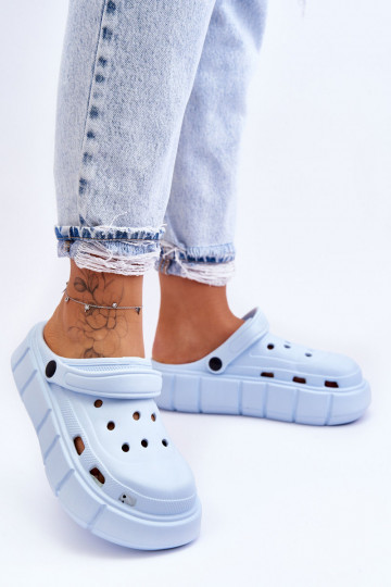 Infradito tipo Crocs con plateau rialzato Azzurro Beckett
