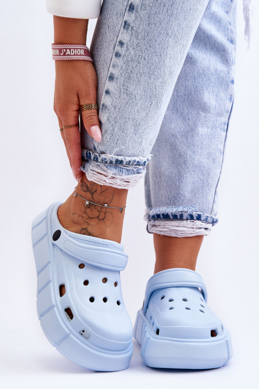 Infradito tipo Crocs con plateau rialzato Azzurro Beckett