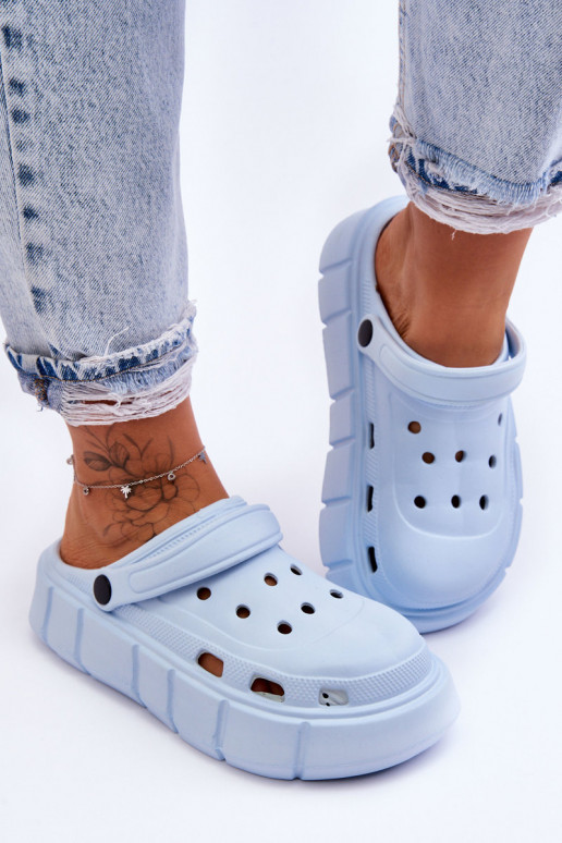 Infradito tipo Crocs con plateau rialzato Azzurro Beckett