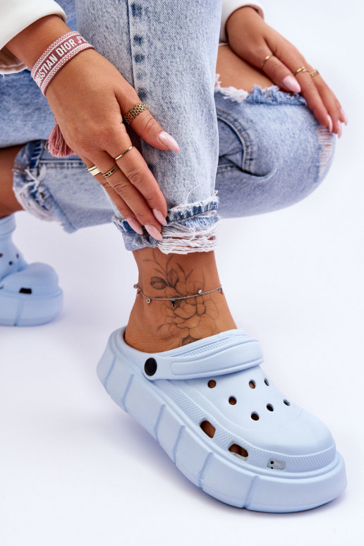 Infradito tipo Crocs con plateau rialzato Azzurro Beckett