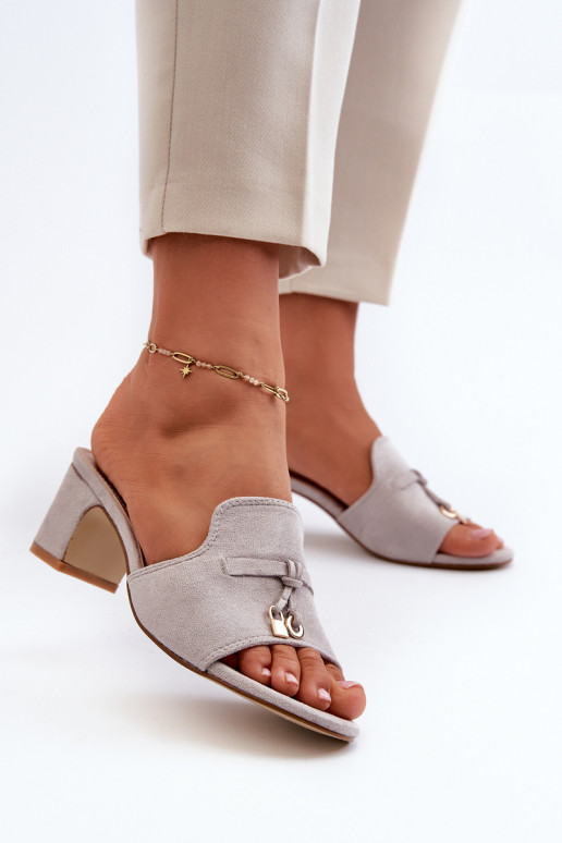 Pantofole da donna Z in ecopelle scamosciatau con i tacchi colore grigio Jemenna