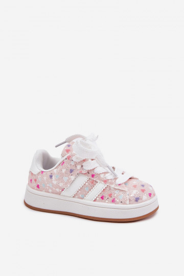 Scarpe sportive per bambini lucide con cuori rosa Tessina 2