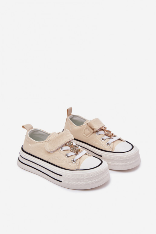 Infantile scarpe casual Ze Złotą Przypinką Orsi di peluche beige Solena