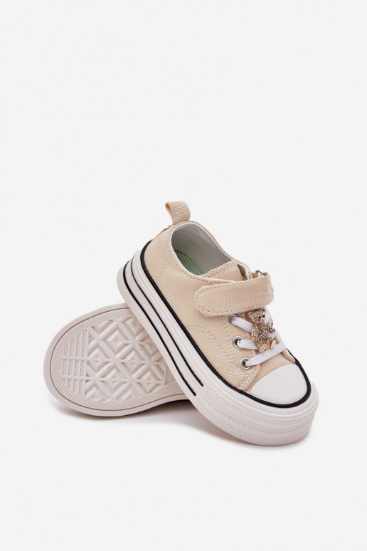 Infantile scarpe casual Ze Złotą Przypinką Orsi di peluche beige Solena