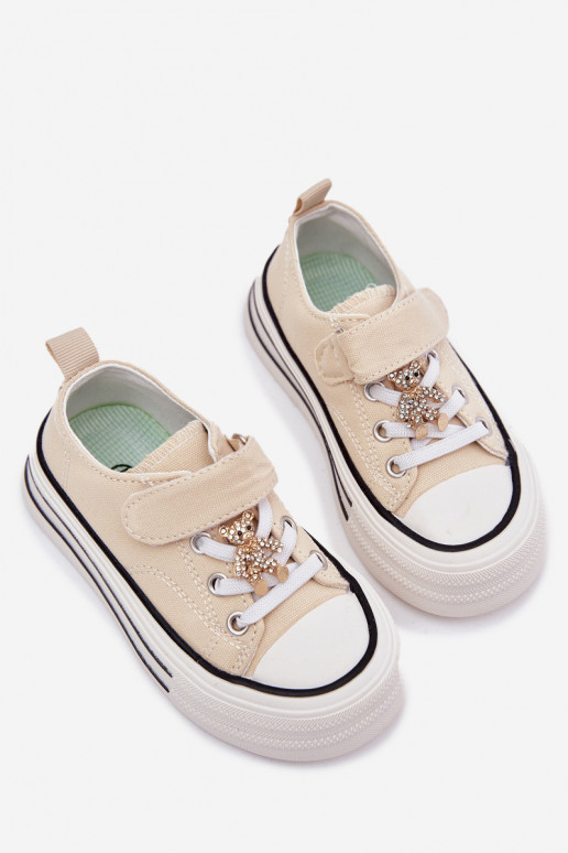 Infantile scarpe casual Ze Złotą Przypinką Orsi di peluche beige Solena