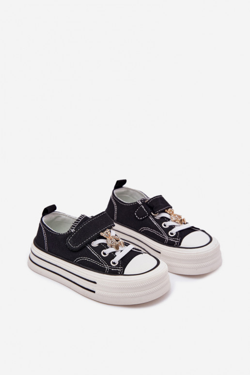 Infantile scarpe casual Ze Złotą Przypinką Orsi di peluche colore nero Solena