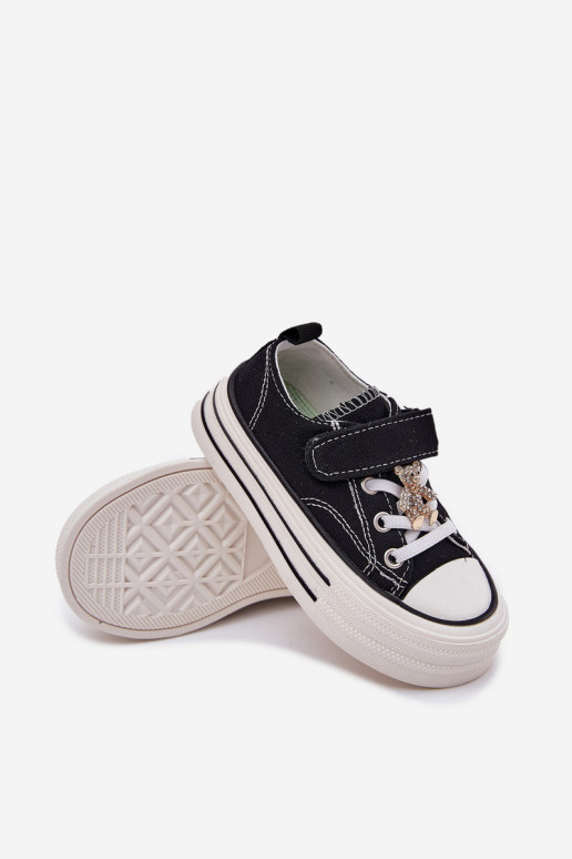 Infantile scarpe casual Ze Złotą Przypinką Orsi di peluche colore nero Solena