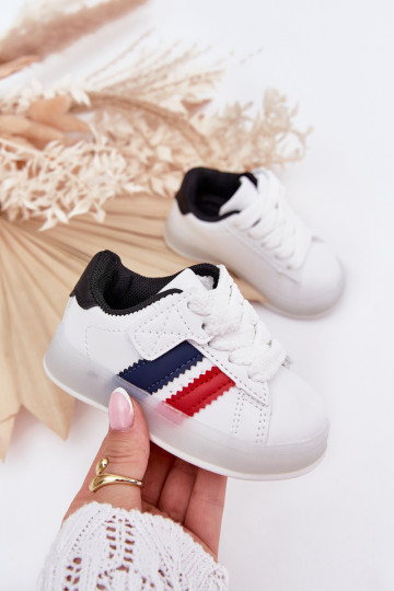 Scarpe sportive per bambini modello "Sneakers" con suola scintillante, bianco-nero "Arielle"