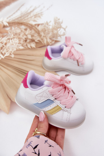 Scarpe sportive per bambini modello "Sneakers" con suola scintillante, bianco-rosa "Arielle"