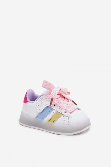 Scarpe sportive per bambini modello "Sneakers" con suola scintillante, bianco-rosa "Arielle" 2