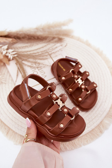 Sandali per bambini con dettagli dorati, color marrone "Lunessa"