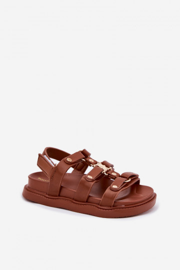 Sandali per bambini con dettagli dorati, color marrone "Lunessa" 2