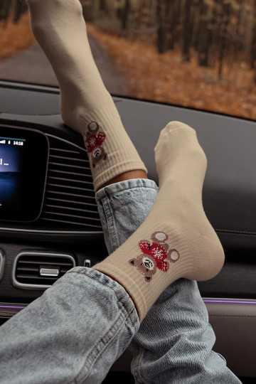 Calzini Femminile Orsi di peluche A SAeterku beige