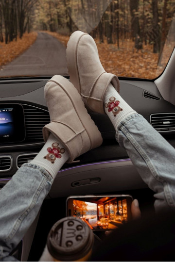 Calzini Femminile Orsi di peluche A SAeterku colore avorio