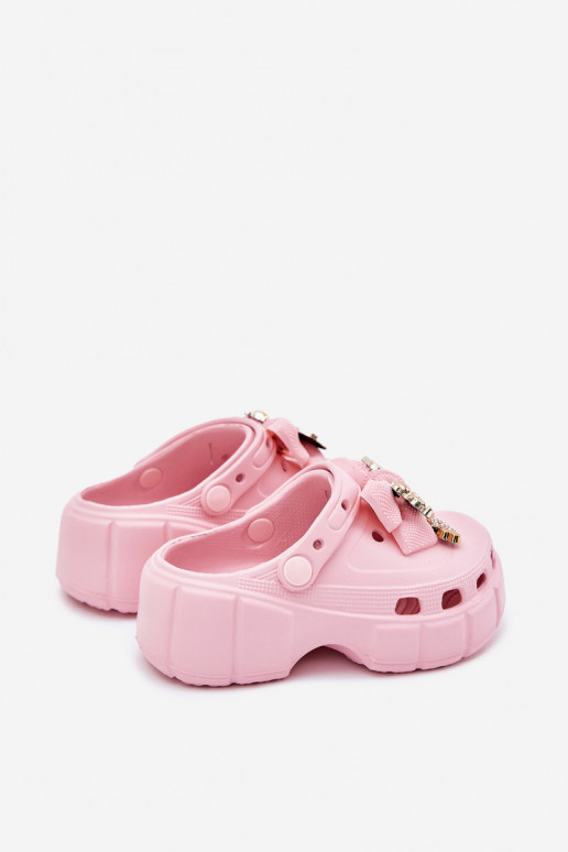 Pantofole Infantile Infantile Pantofole leggere con nastri I Ozdobami colore rosa Selvana Pantofole Infantile Infantile Pantofole leggere con nastri I Ozdobami colore rosa Selvana