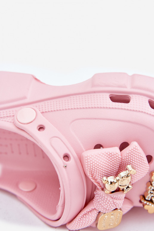 Pantofole Infantile Infantile Pantofole leggere con nastri I Ozdobami colore rosa Selvana Pantofole Infantile Infantile Pantofole leggere con nastri I Ozdobami colore rosa Selvana