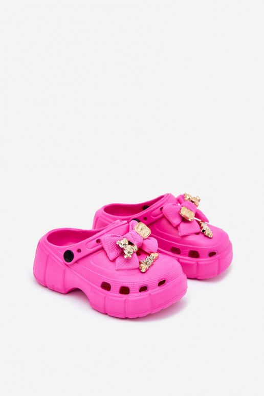 Pantofole Infantile Infantile Pantofole leggere con nastri I Ozdobami colore rosa Selvana Pantofole Infantile Infantile Pantofole leggere con nastri I Ozdobami colore rosa Selvana