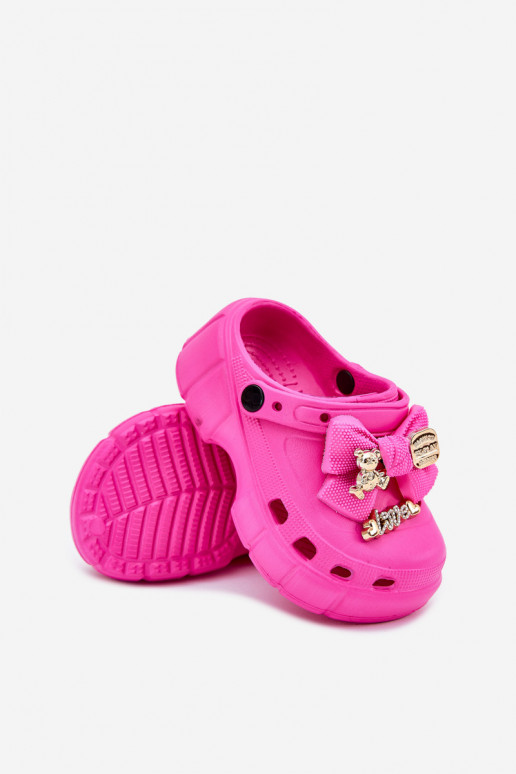 Pantofole Infantile Infantile Pantofole leggere con nastri I Ozdobami colore rosa Selvana Pantofole Infantile Infantile Pantofole leggere con nastri I Ozdobami colore rosa Selvana