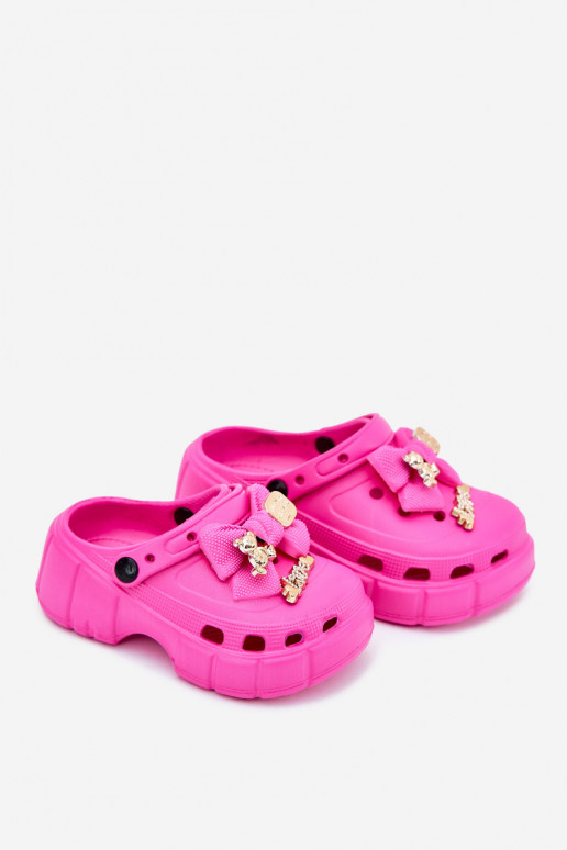 Pantofole Infantile Infantile Pantofole leggere con nastri I Ozdobami colore rosa Selvana Pantofole Infantile Infantile Pantofole leggere con nastri I Ozdobami colore rosa Selvana