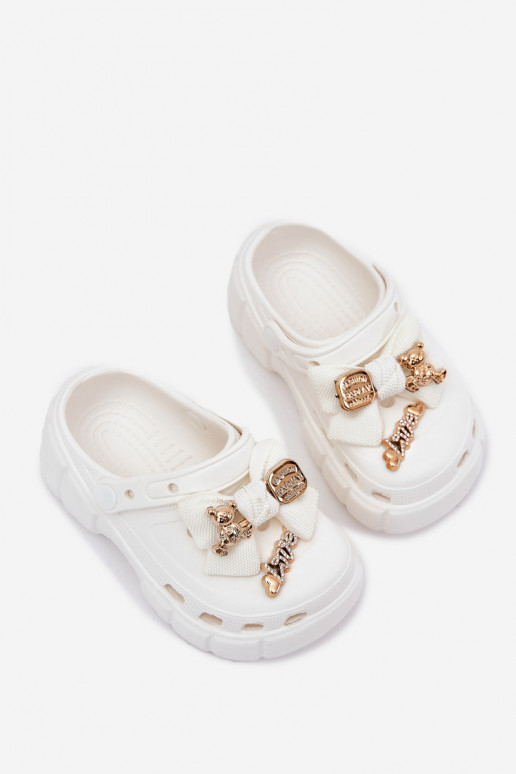 Pantofole Infantile Infantile Pantofole leggere con nastri I Ozdobami Colore bianco Selvana Pantofole Infantile Infantile Pantofole leggere con nastri I Ozdobami Colore bianco Selvana